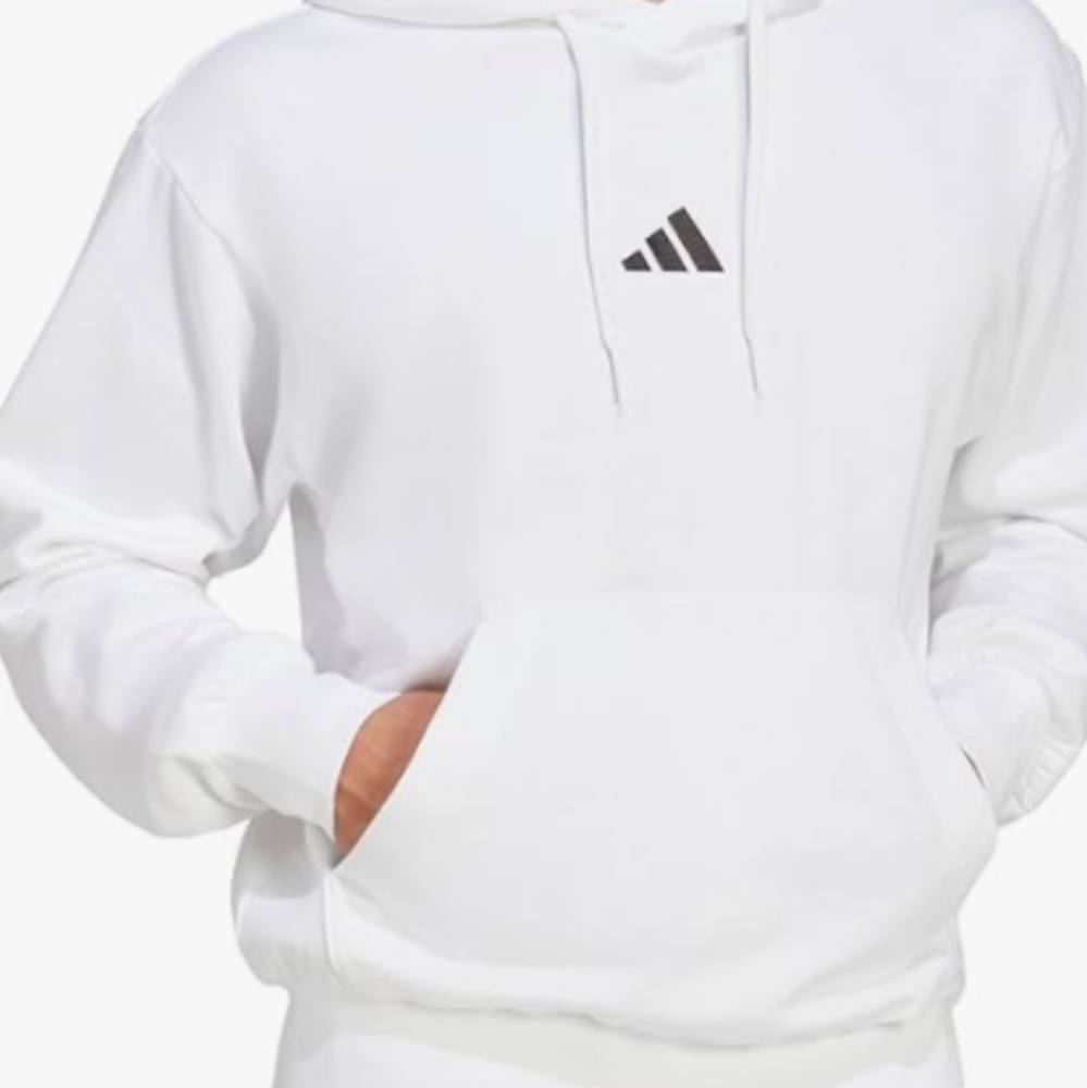 adidas Men's Feel Cozy Essentials Fleece Pullover Hoodie, Color: White Size: 3XL